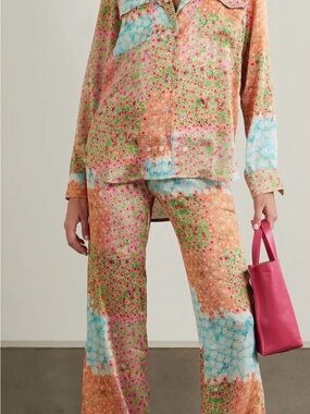 Floral pants in Peach and Blue